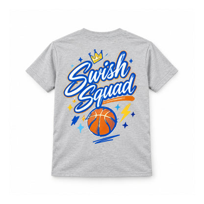 Swish Squad Crown & Basketball Tee – Gray — back view