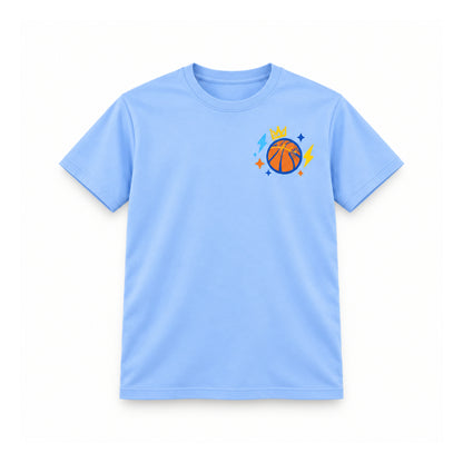 Swish Squad Crown & Basketball Tee – Light Blue — front view