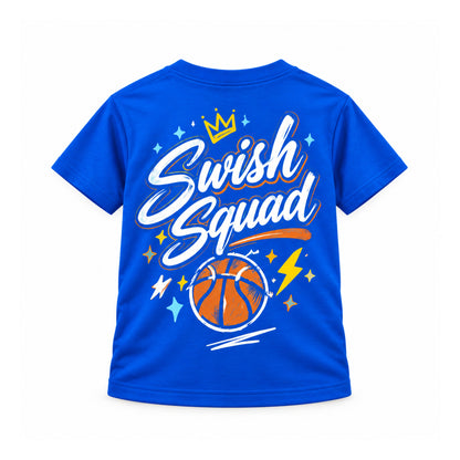 Swish Squad Crown & Basketball Tee – Royal Blue — back view