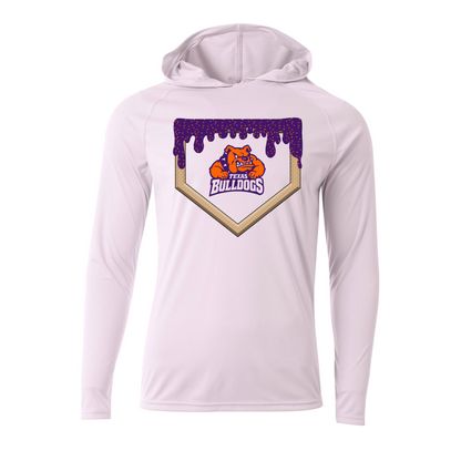 Texas Bulldogs White Long Sleeve Hooded Shirt – Ice Cream Drip Logo | Performance Baseball Hoodie
