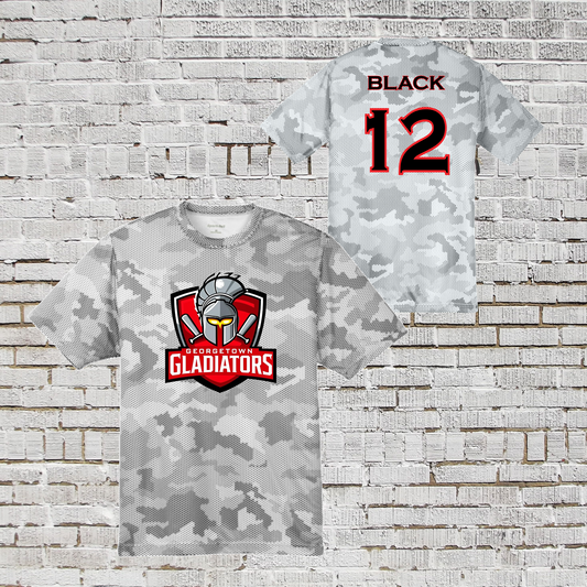 Camo Gladiators Baseball Practice Tee, Baseball Gladiators Shirt, Georgetown Gladiators Drifit TShirt