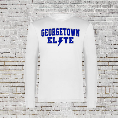 Long Sleeve White Georgetown Elite Tee, Elite Blue Allstars Shirt, Georgetown Elite Blue TShirt
