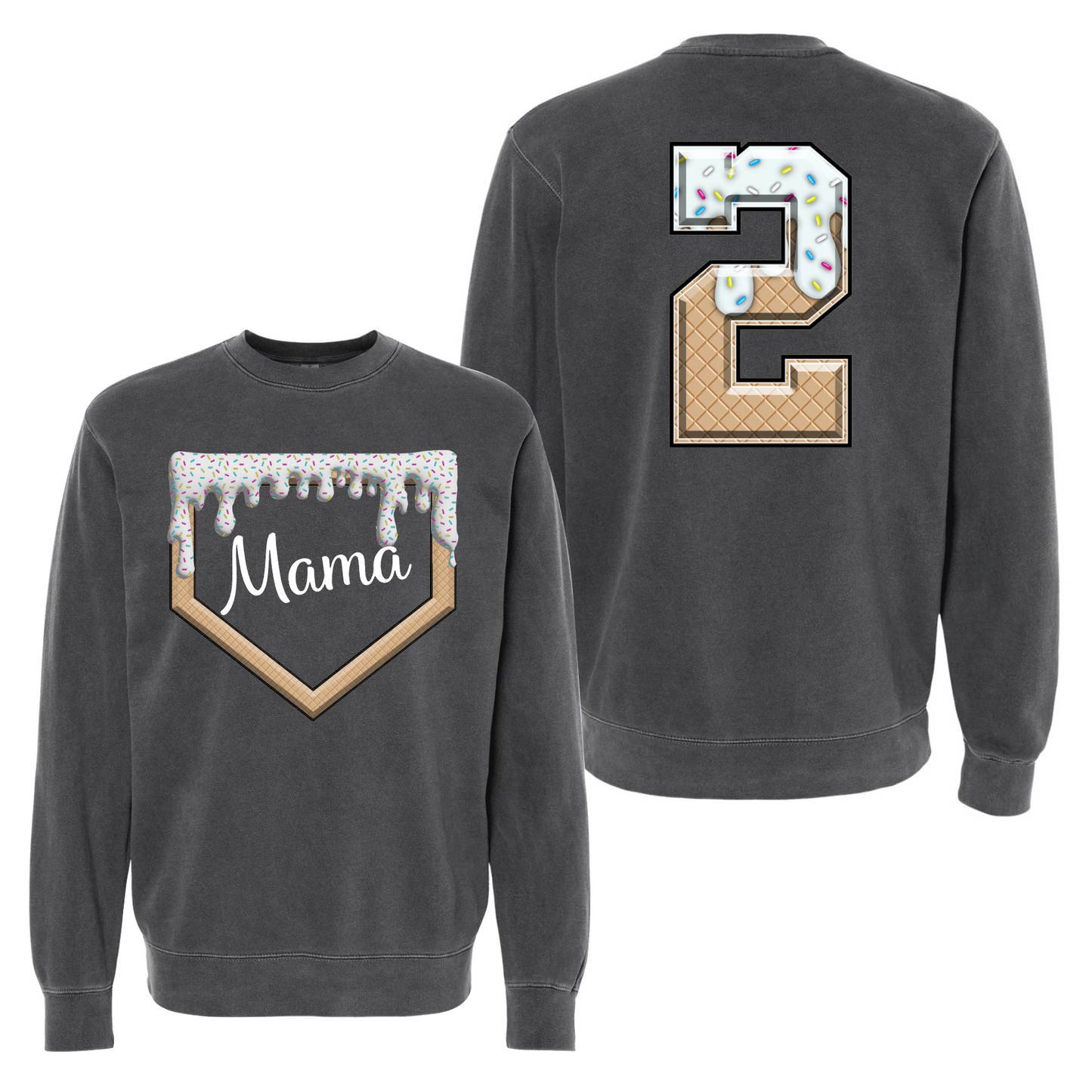 Ice Cream Drip Number Sweatshirt, Baseball Drip Sweatshirt, Mama Ice Cream Sweatshirt