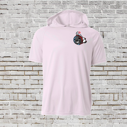 Drifit Bomb Squad Baseball Hooded Tshirt, White Bomb Squad Tee, Bomb Squad Logo Shirt