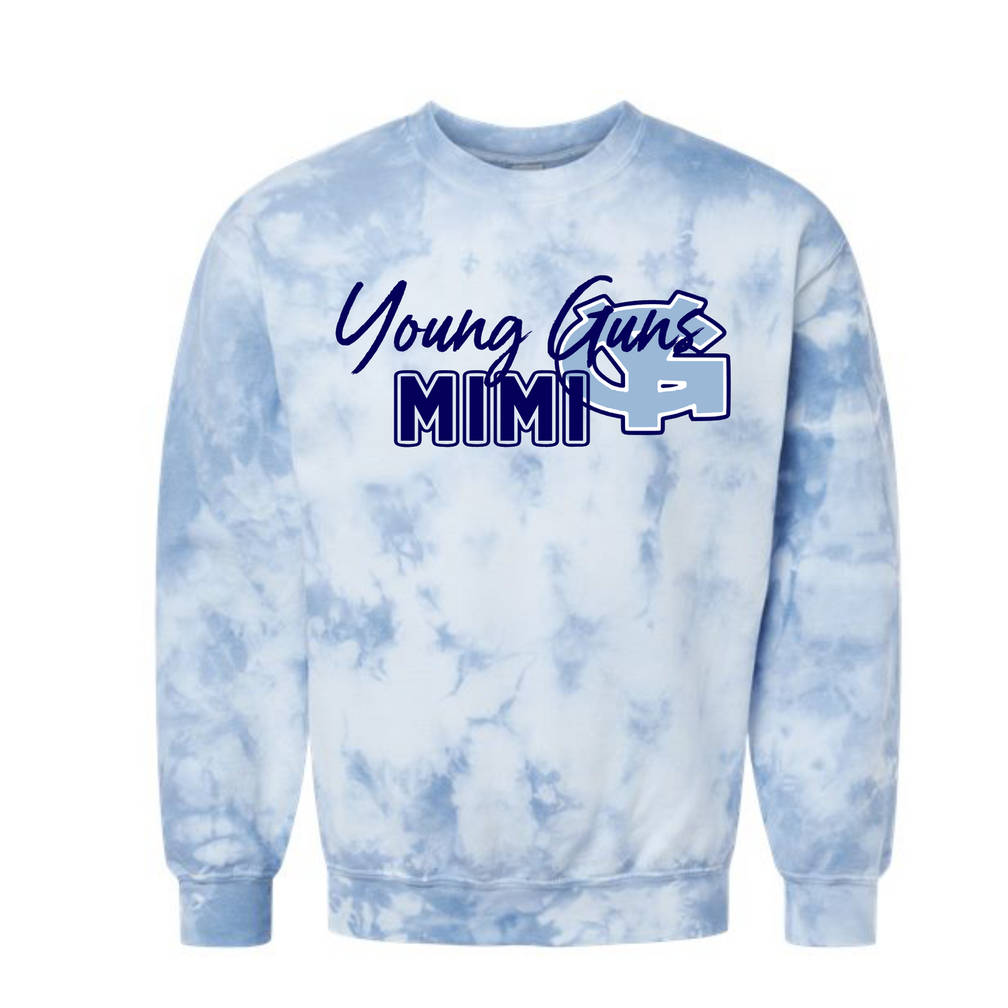 Young Guns Crewneck Sweatshirt, Young Guns Mom Sweatshirt, White Young Guns Sweatshirt, Blue Tie Dye Sweatshirt