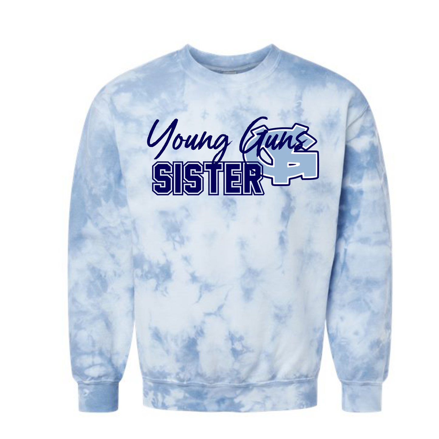 Young Guns Crewneck Sweatshirt, Young Guns Mom Sweatshirt, White Young Guns Sweatshirt, Blue Tie Dye Sweatshirt