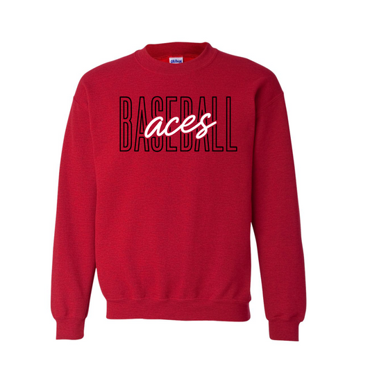 Aces Baseball Red Crewneck Sweatshirt