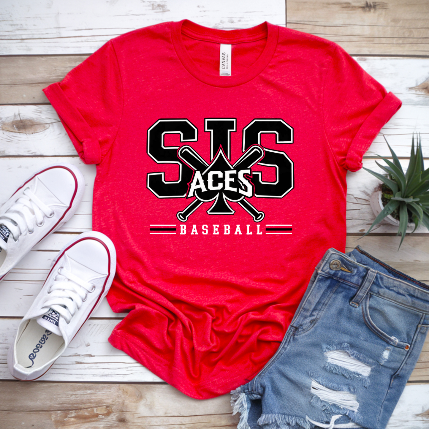 Red Aces Baseball Sis Shirt
