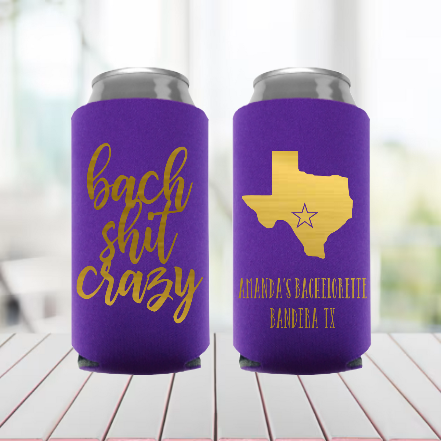 Bach Shit Crazy Can Holder Bachelorette Cans Bachelorette Slim Can Coolers Beach Bachelorette Party Favor Skinny Cans White Claw Can