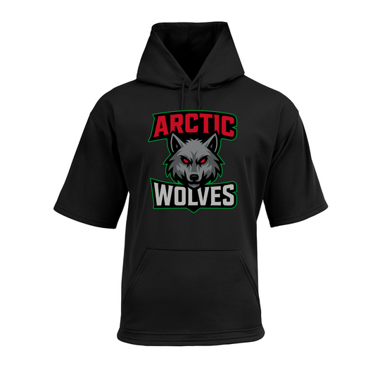 Short Sleeve Arctic Wolves Hoodie, Black Arctic Wolves Hockey Sweatshirt