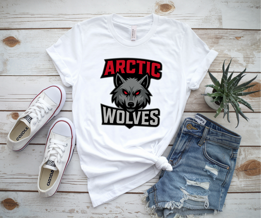 White Arctic Wolves Bella and Canvas Tee, Arctic Wolves Hockey Tshirt