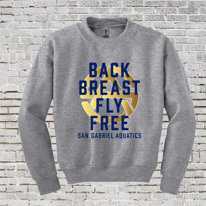 San Gabriel Aquatics Sweatshirt, Freestyle Backstroke Breaststroke Butterfly Sweatshirt, Gift For Swimmer, Swim Team Sweatshirt