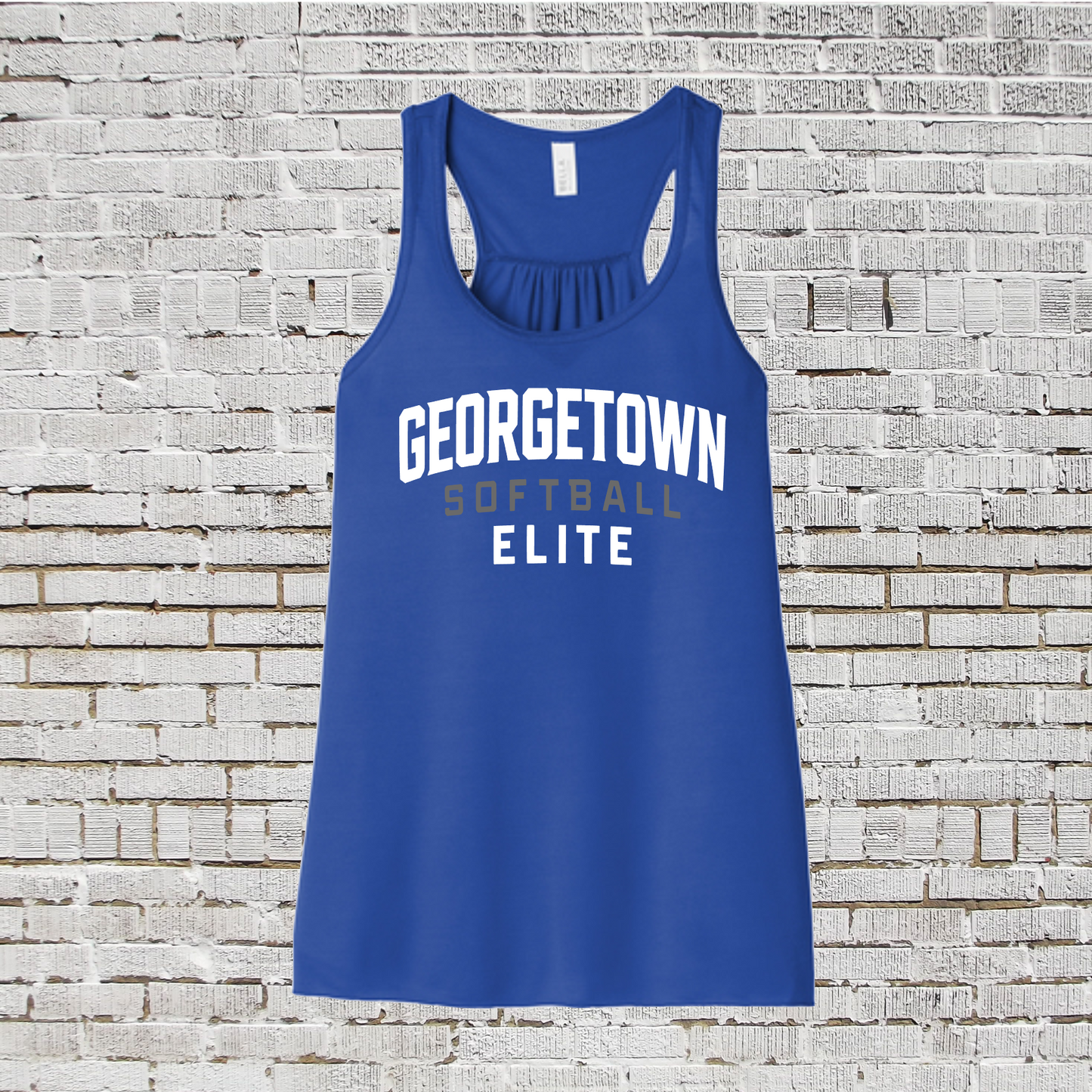 Georgetown Elite Tank Top, Elite Royal Logo Tank, Eilte Flowy Tank, Elite Softball Womens Shirt