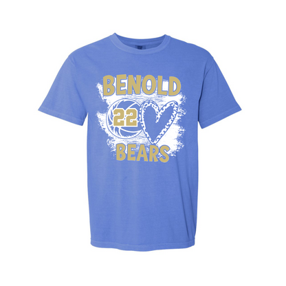 Benold Bears Basketball Heart Shirt – Comfort Colors Flo Blue Tee & Sweatshirt