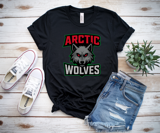 Black Arctic Wolves Bella and Canvas Tee, Arctic Wolves Hockey Tshirt