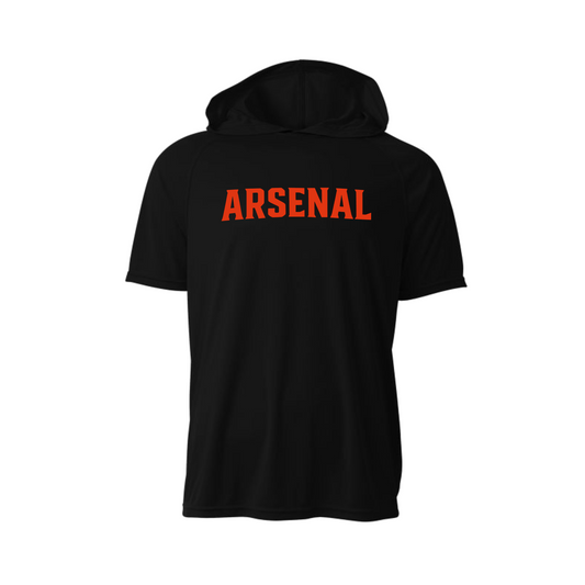 Black Hooded Arsenal Shirt, Short Sleeve Hooded Tee, Arsenal Baseball Spiritwear
