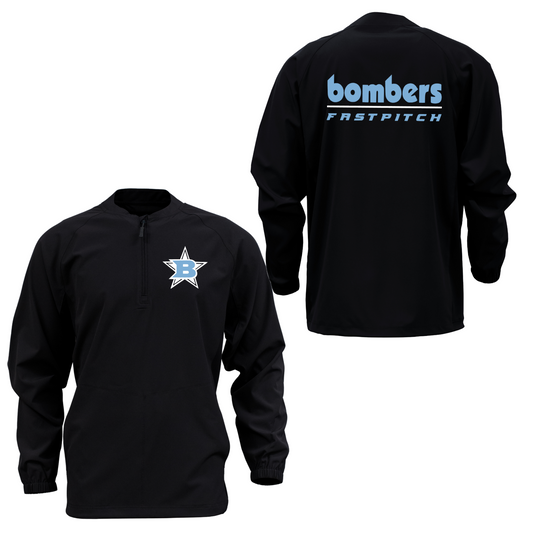 Black Long Sleeve Cage Jacket – Bombers Fastpitch Logo | Team Warm-Up Jacket