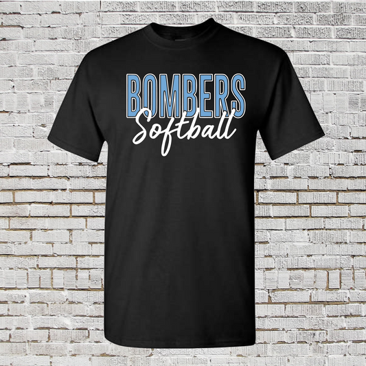 Black Bombers Softball Script Shirt, Georgetown Bombers Logo Tee
