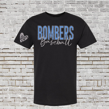Black Bombers Baseball Shirt, Georgetown Bombers Tee, Glitter Bombers Baseball TShirt
