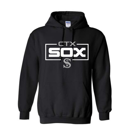 Black CTX Sox Baseball Hoodie, Black Baseball Sweatshirt, Gray Sox Hoodie