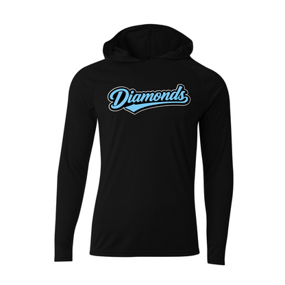 Black Diamonds Softball Long Sleeve Hooded Shirt | Team Hooded Tee