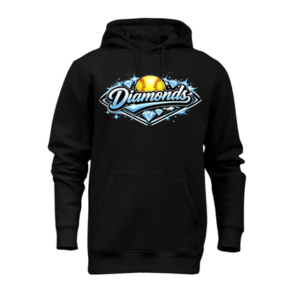 Diamonds Softball Black Hoodie – Team Spirit Sweatshirt