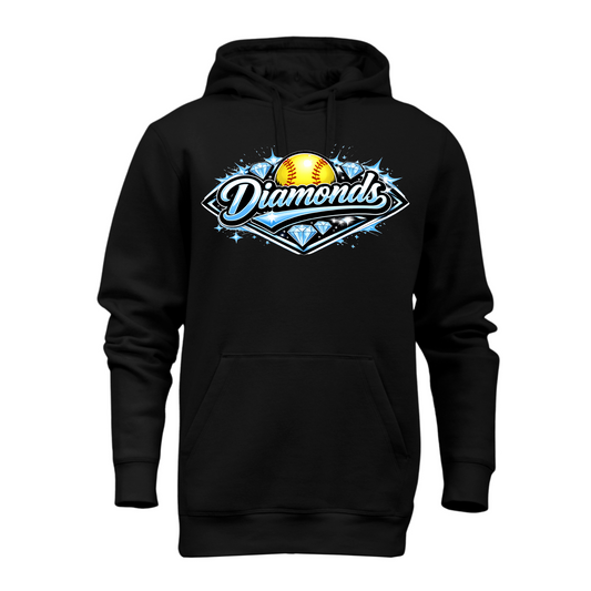 Diamonds Softball Black Hoodie – Team Spirit Sweatshirt