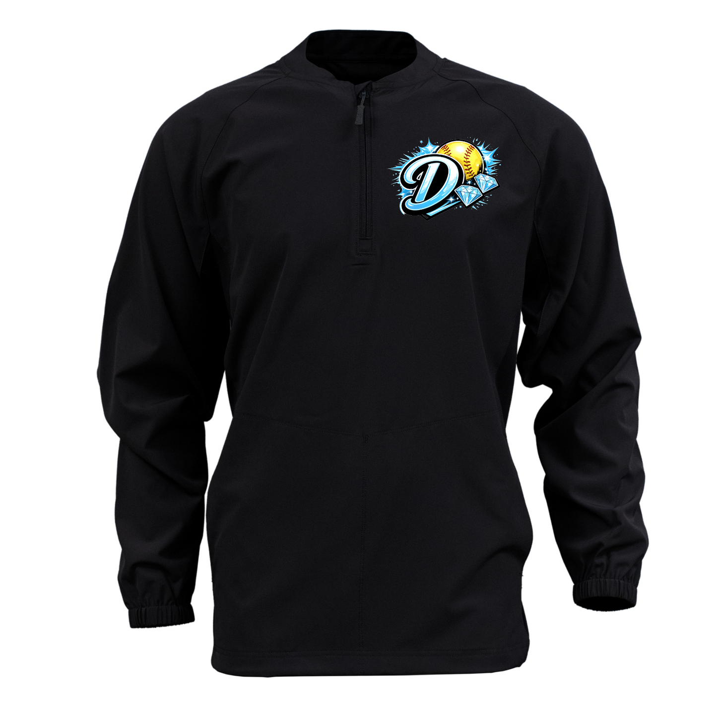 Long Sleeve Black Jacket – Diamonds Softball Logo | Team Warm-Up Top