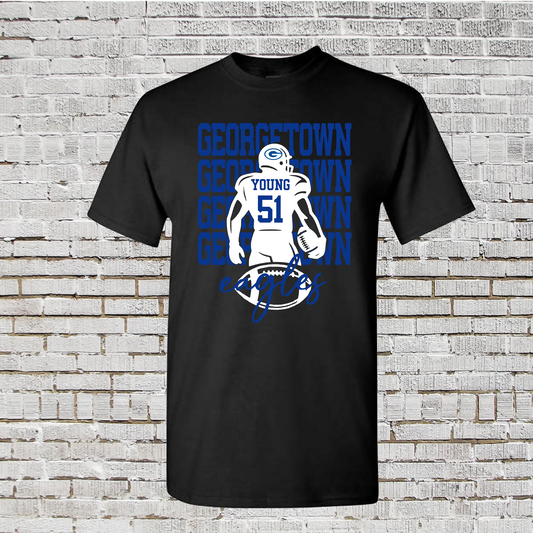Black Georgetown Eagles Football Shirt, Football Mom Eagles Tee, Football Mom Name Shirt
