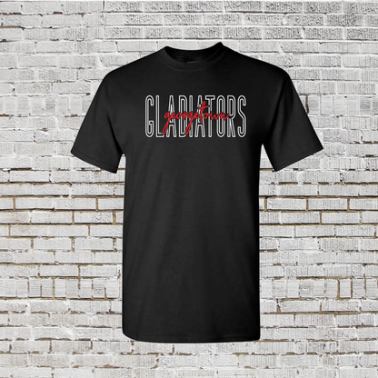 Black Short Sleeve Georgetown Gladiators Tee, Baseball Gladiators Shirt, Gladiators Script Baseball Tee