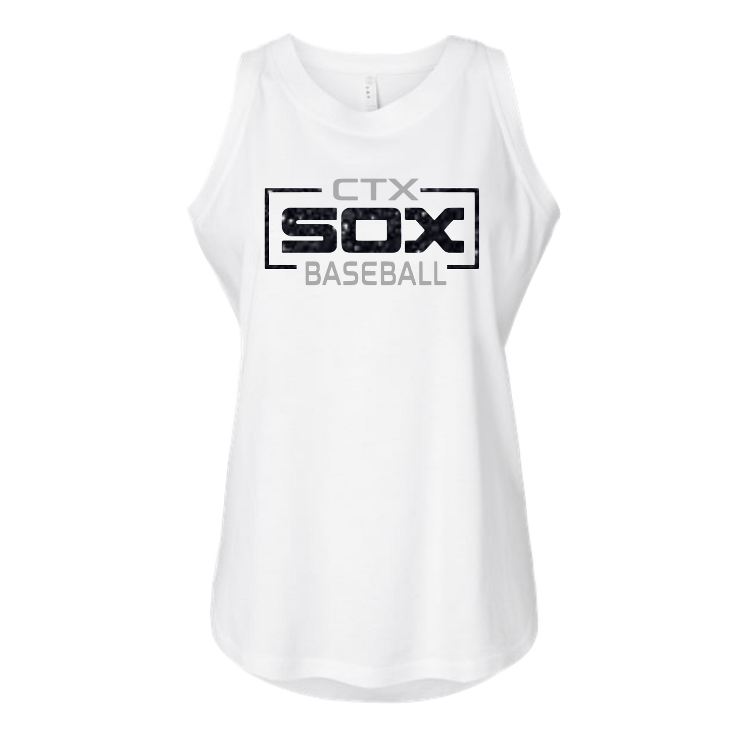 CTX Sox Glitter Baseball Tank Top, Sox Glitter Tee, Sox Black Tank, CTX Sox Womens Shirt