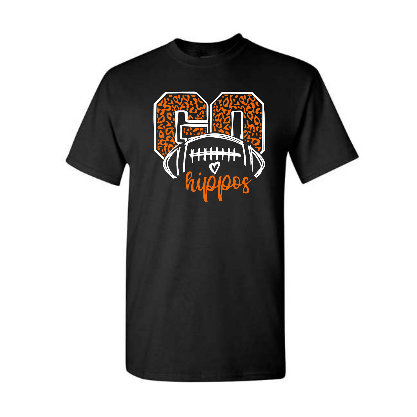 Black Go Hippos Football Tee, Hutto Hippos Tshirt, Hippos Shirt