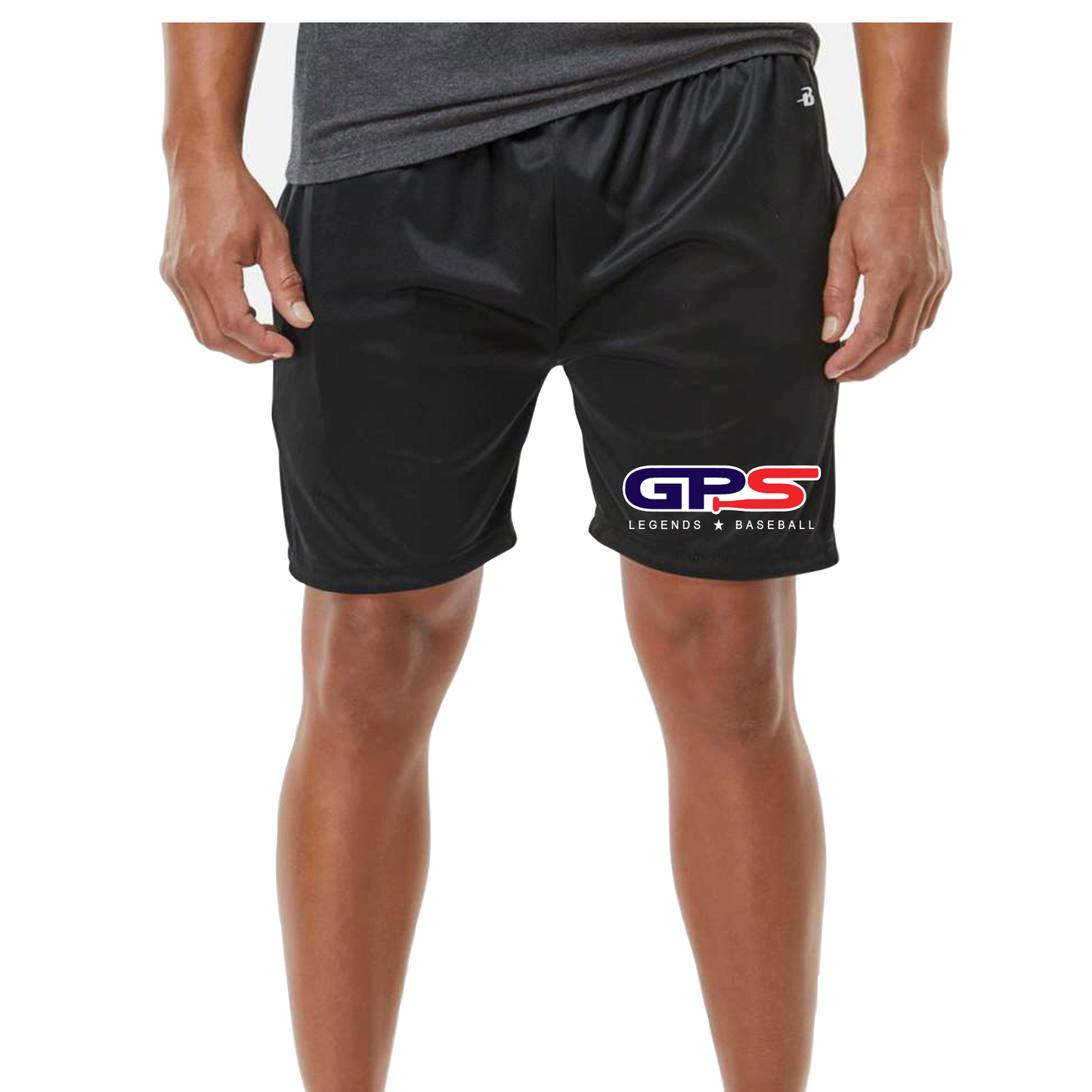 GPS Legends Black Drifit Shorts, Legends Baseball Shorts, GPS Baseball Shorts