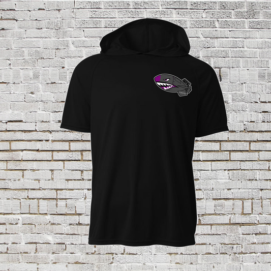 GTX Bombers Softball Hooded Tee, Black Bombers Softball Shirt, Black Hooded Tshirt