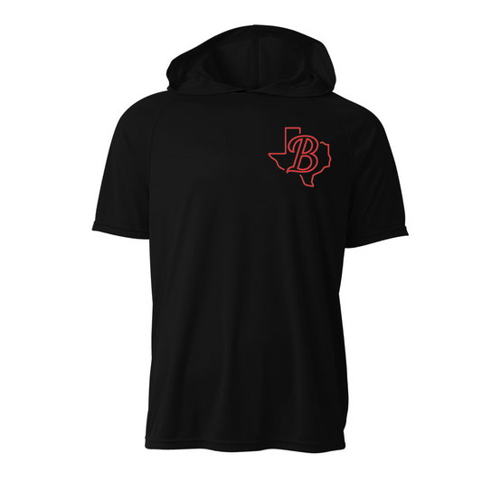 Raging Bulls Texas “B” Performance Hooded Tee – Black