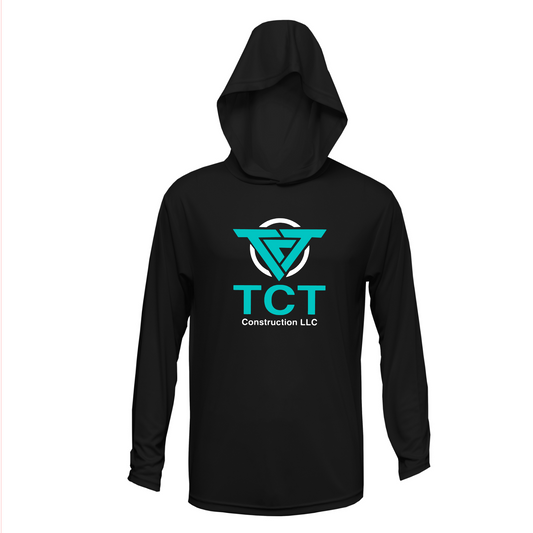 Black Hooded TCT Construction Performance Shirt, Long Sleeve TCT Shirt, TCT Construction Drifit