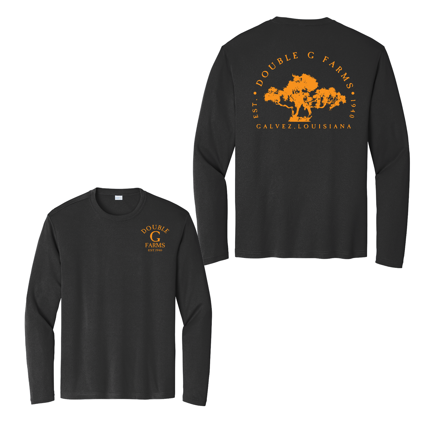 Long Sleeve Drifit Double G Farms Shirt, Sport Tek Double G Tee