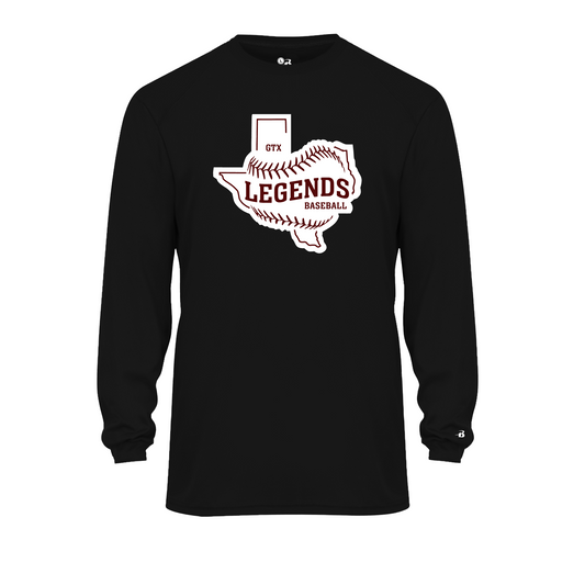 Black GTX Legends Long Sleeve Shirt, Legends Baseball Tee, GTX Legends Baseball Spiritwear