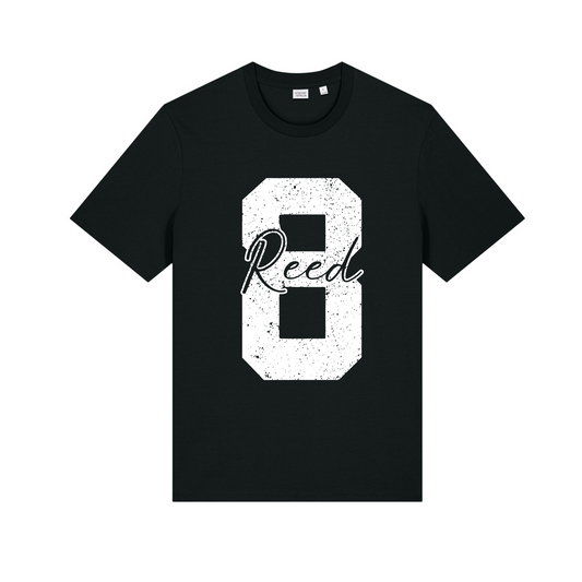 Custom Player Number & Name Shirt – Distressed Varsity Style (Black)