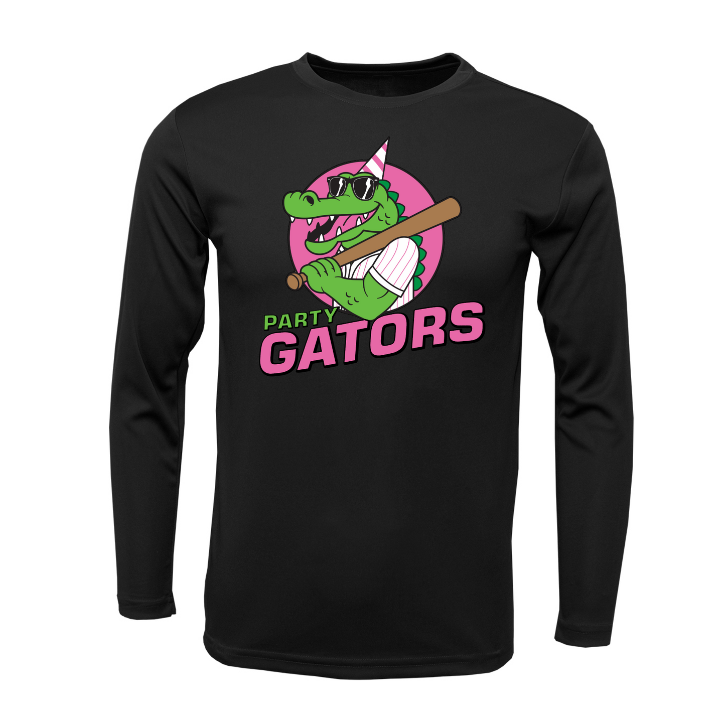 Party Gators Baseball Long Sleeve Tee, Party Gators Baseball Tshirt, Party Gators Spiritwear