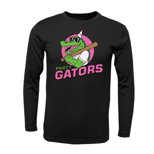 Party Gators Baseball Long Sleeve Tee, Party Gators Baseball Tshirt, Party Gators Spiritwear