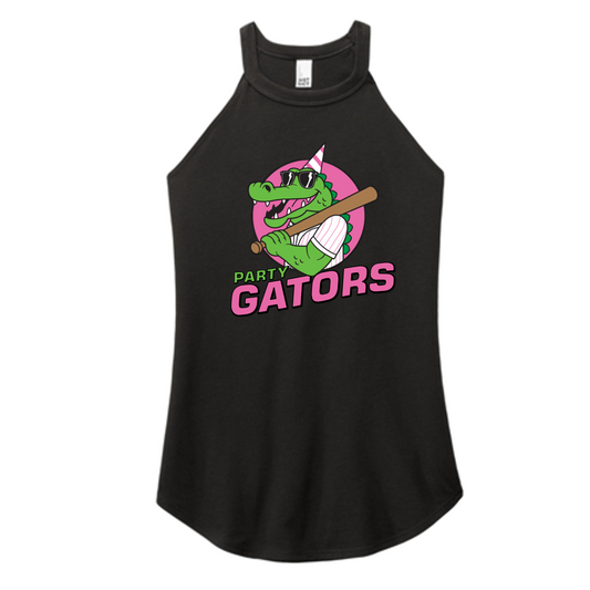 Black Party Gators Baseball Tank Top, Women's Tank, Rocker District Party Gators Baseball Sleeveless Shirt