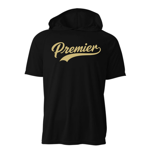 Black Premier Baseball Short Sleeve Hooded Tee