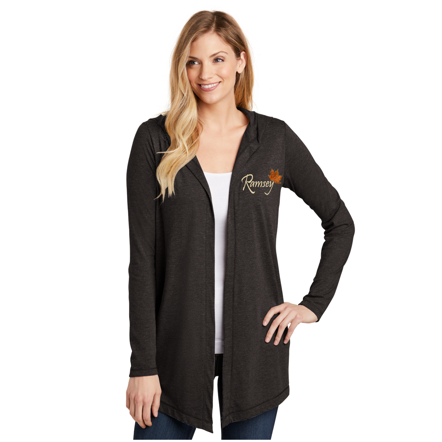 Womens Hooded Cardigan, Ramsey Funeral Home Cardigan