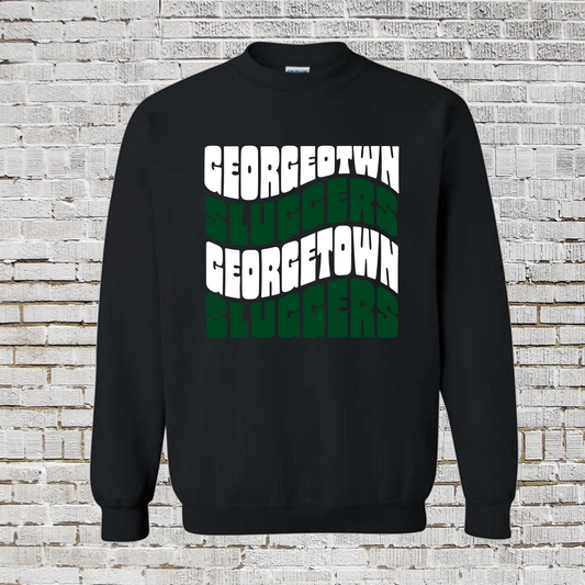 Black Crewneck Sweatshirt Sluggers, Georgetown Sluggers Sweatshirt, Black Sluggers Baseball Sweatshirt