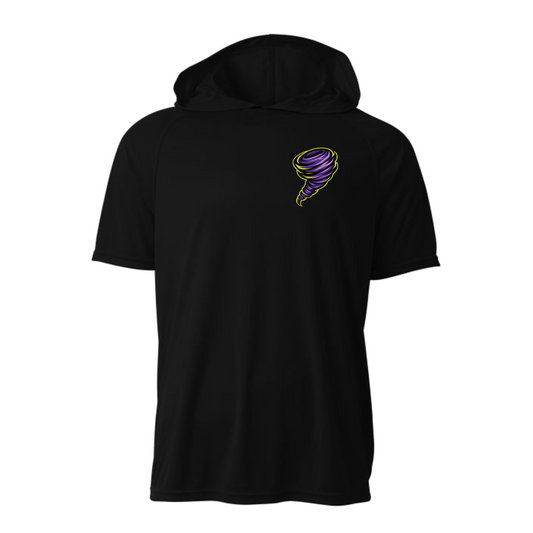 Twisters Softball Short Sleeve Hoodie | Twister Mascot Performance Hooded Shirt | Softball Team Spirit Wear
