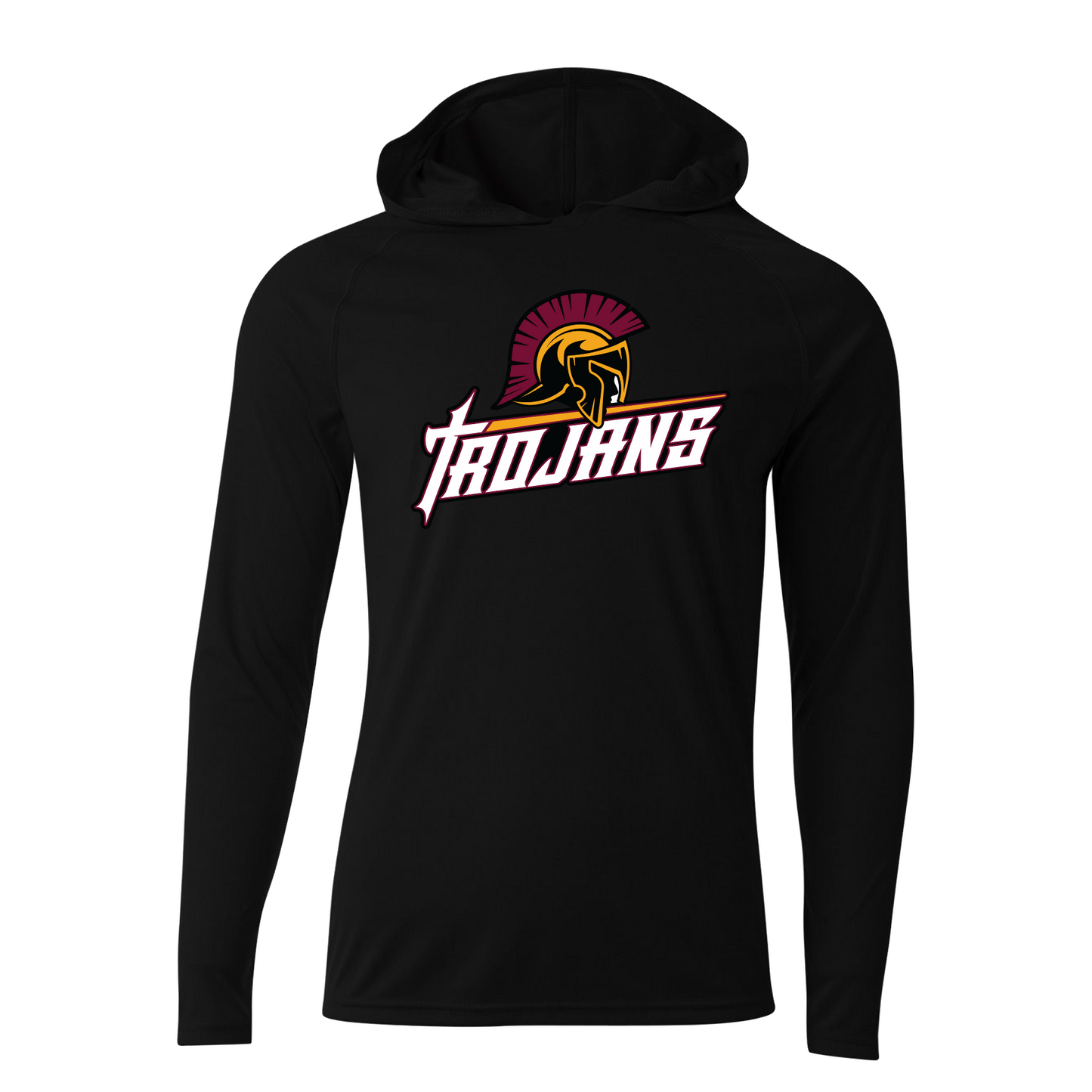 Long Sleeve Hoodie Trojans Baseball Tee, Trojans Hooded Tee, Trojans Baseball Tshirt