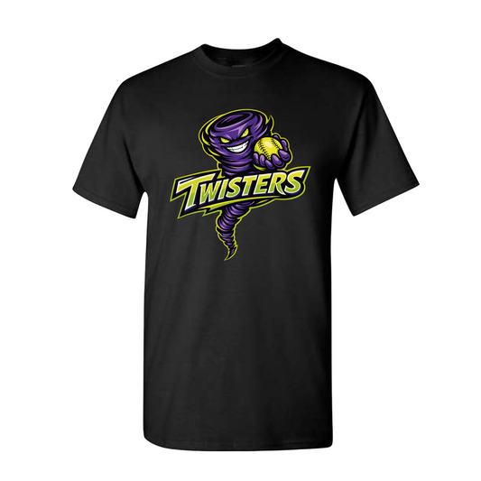 Twisters Softball Team Shirt | Black Twisters Mascot Tee | Youth & Adult Softball Spirit Wear