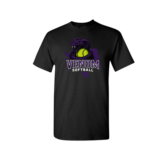 Black Venom Softball Logo Shirt, Venom Fastpitch Tee, Venom Softball Spiritwear