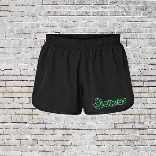 Black Sluggers Womens Shorts, Sluggers Running Shorts, Ladies Baseball Running Shorts